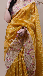 Gold Tissue Fancy Saree for Traditional Wear