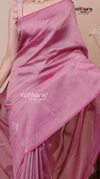 Tissue Saree in Onion Pink for Party Wear