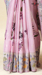 Pink Tusser Saree for Festive Day Functions