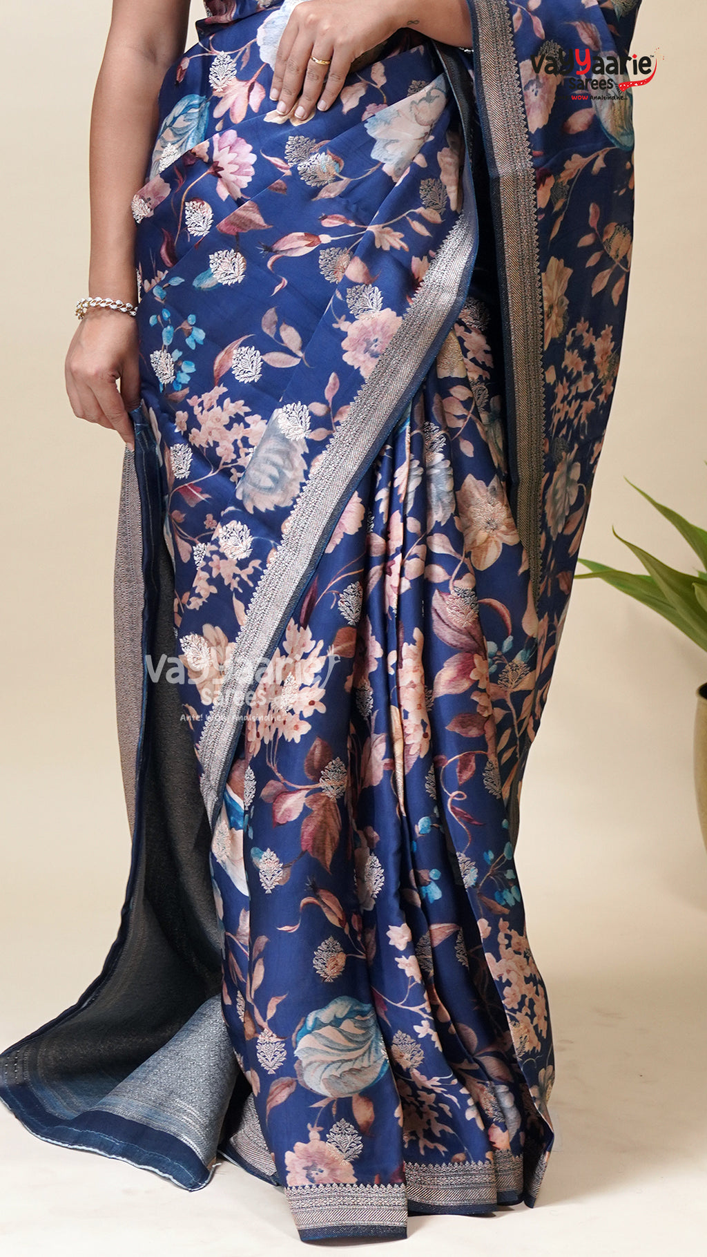 Blue Organza Fancy Saree for Festive Wear