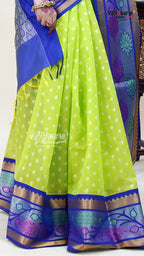 Parrot Green Kuppadam Saree for Festive Wear