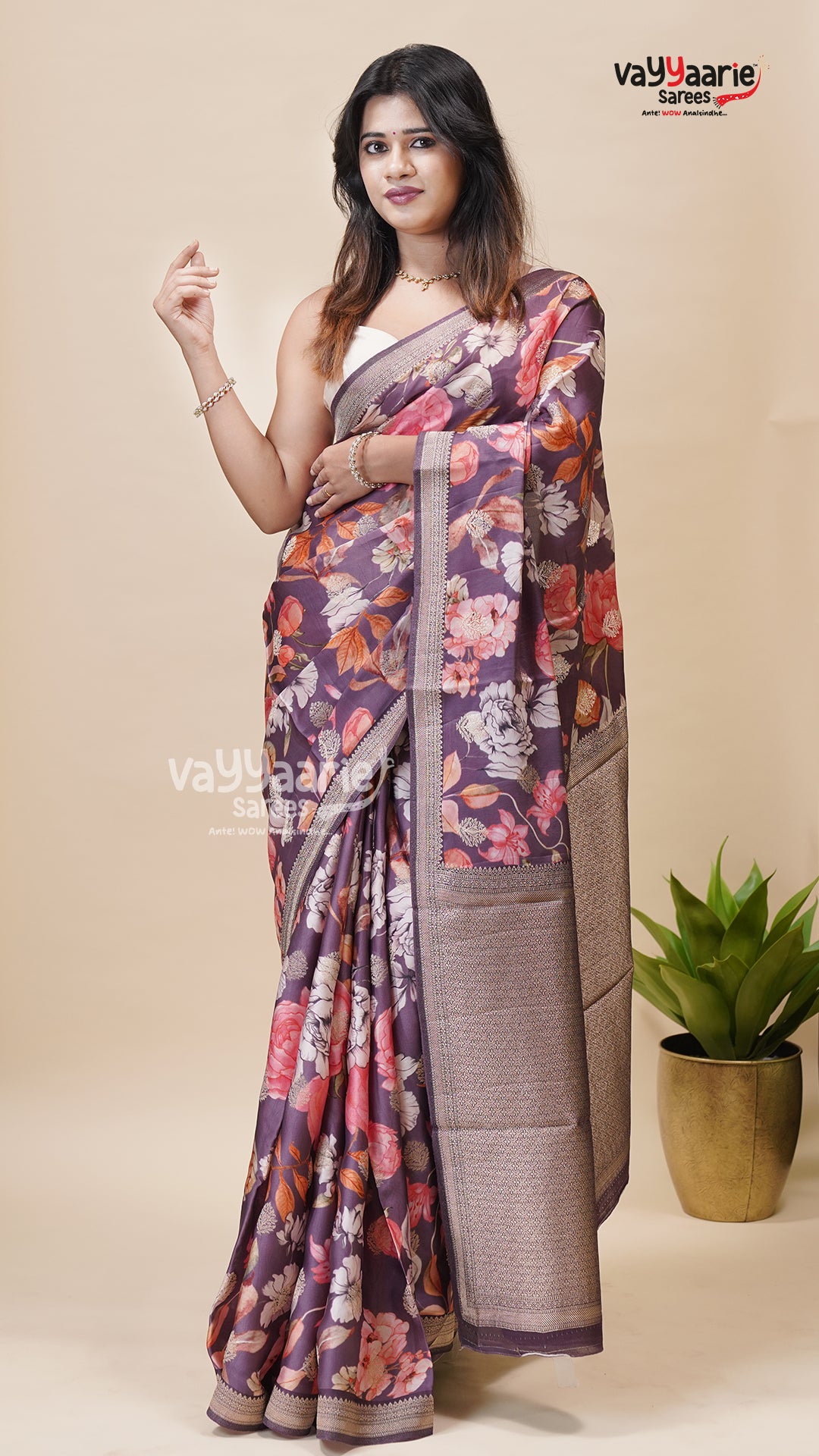 Wine Organza Fancy Saree for All Occasions