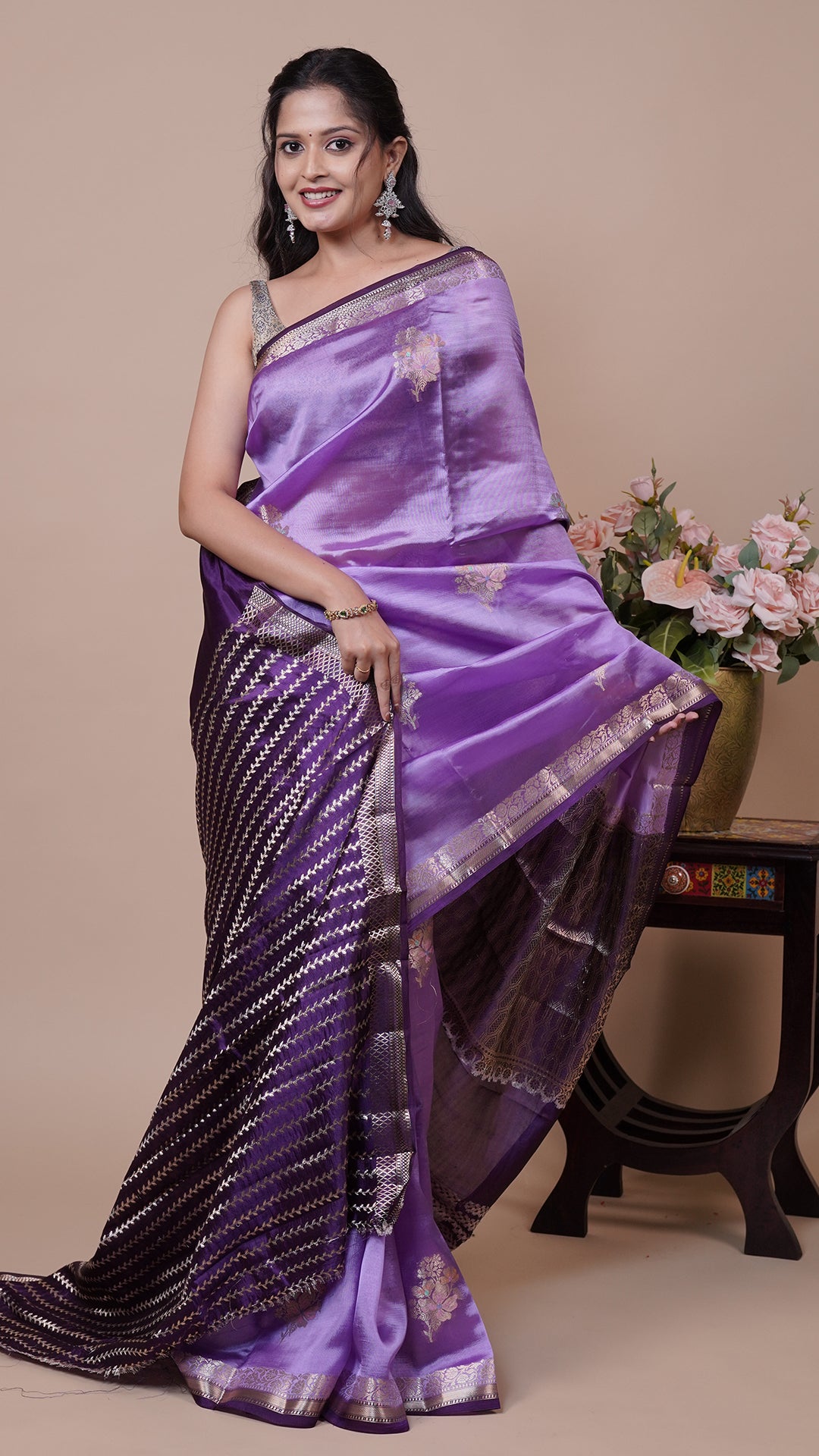 Chiniya Silk Saree in Multicolour for Gifting
