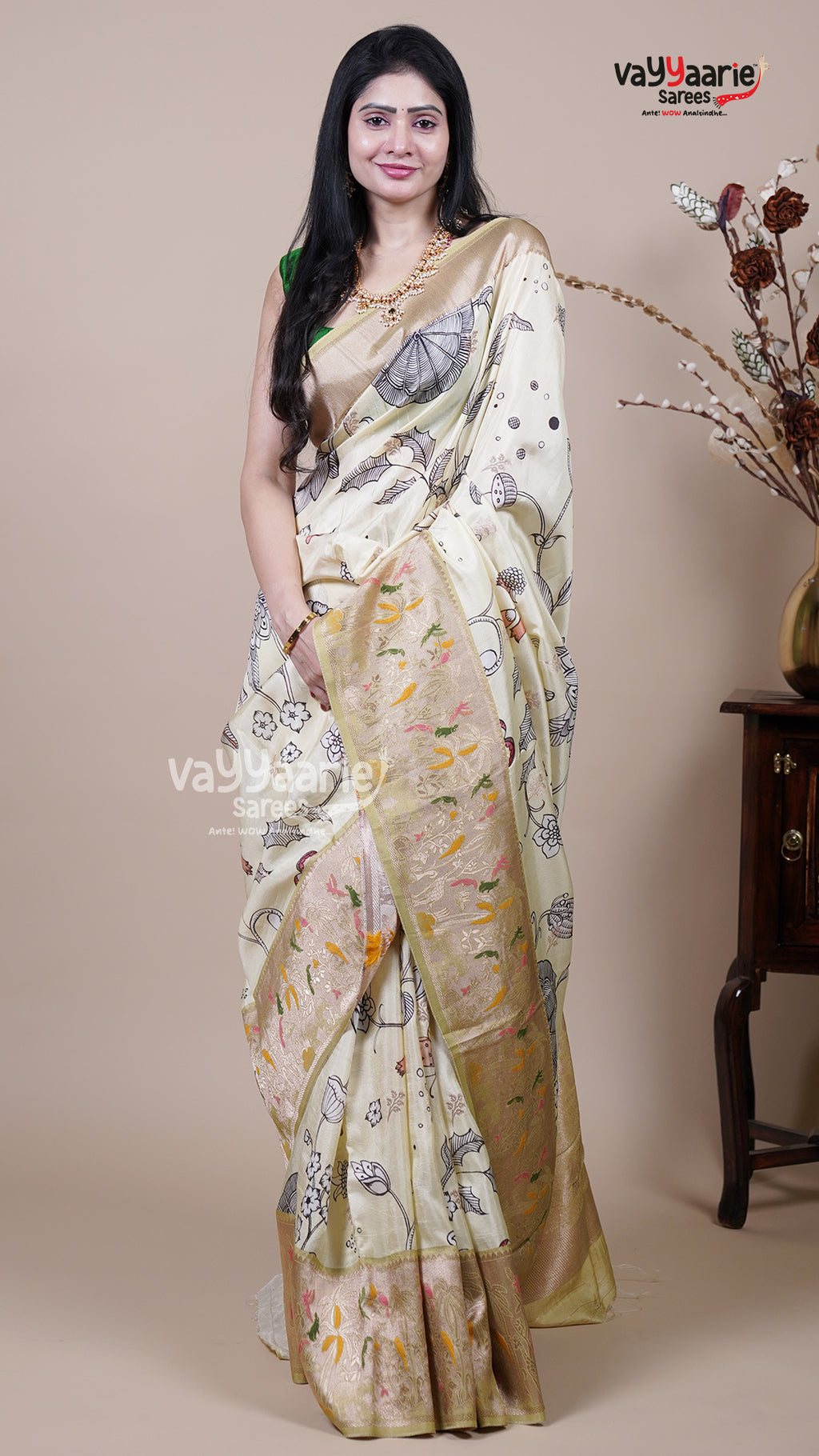 Light Yellow Tissue Fancy Saree for Casual Occasions