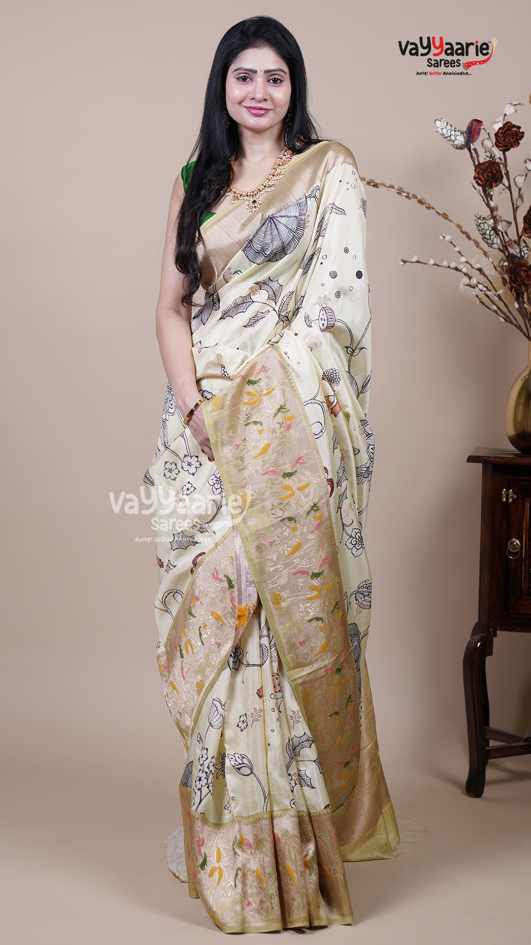 Light Yellow Tissue Fancy Saree for Casual Occasions
