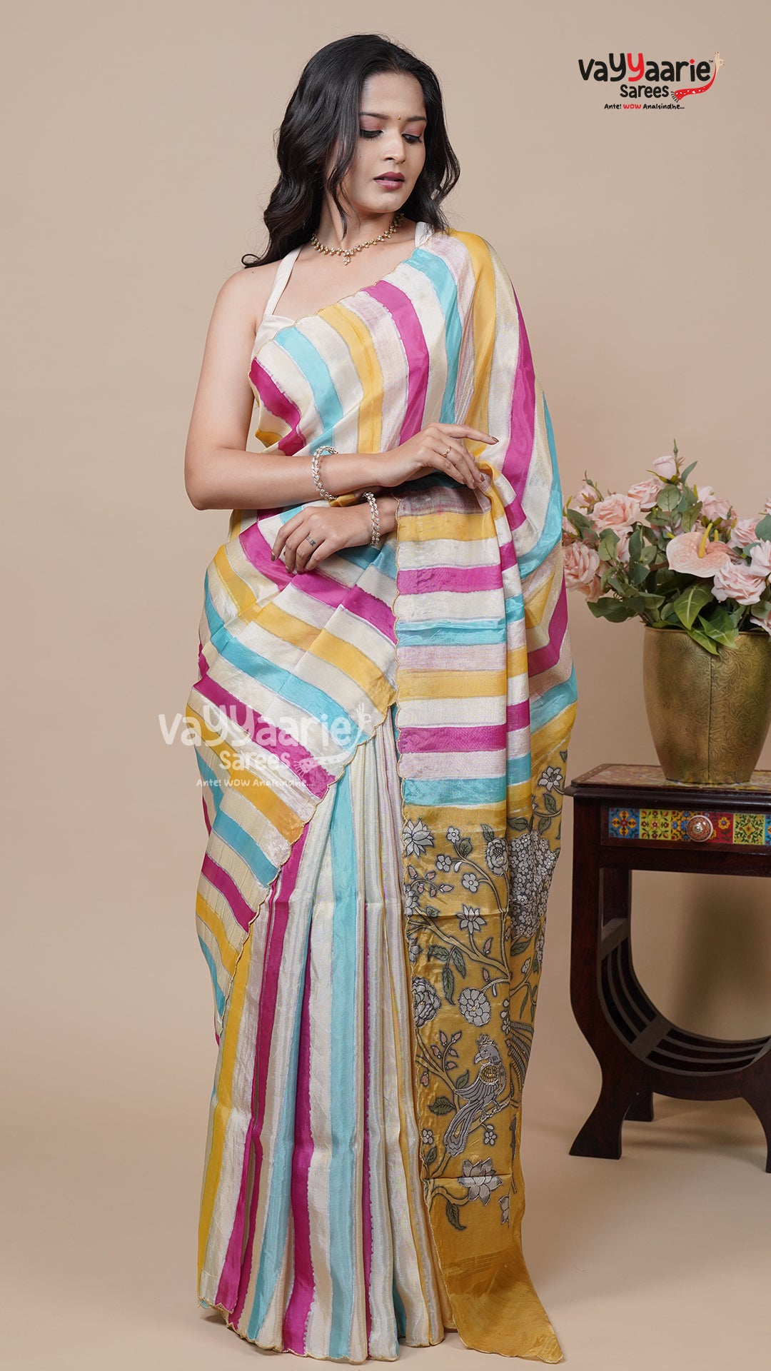 Tissue Saree in Multicolour for Gifting