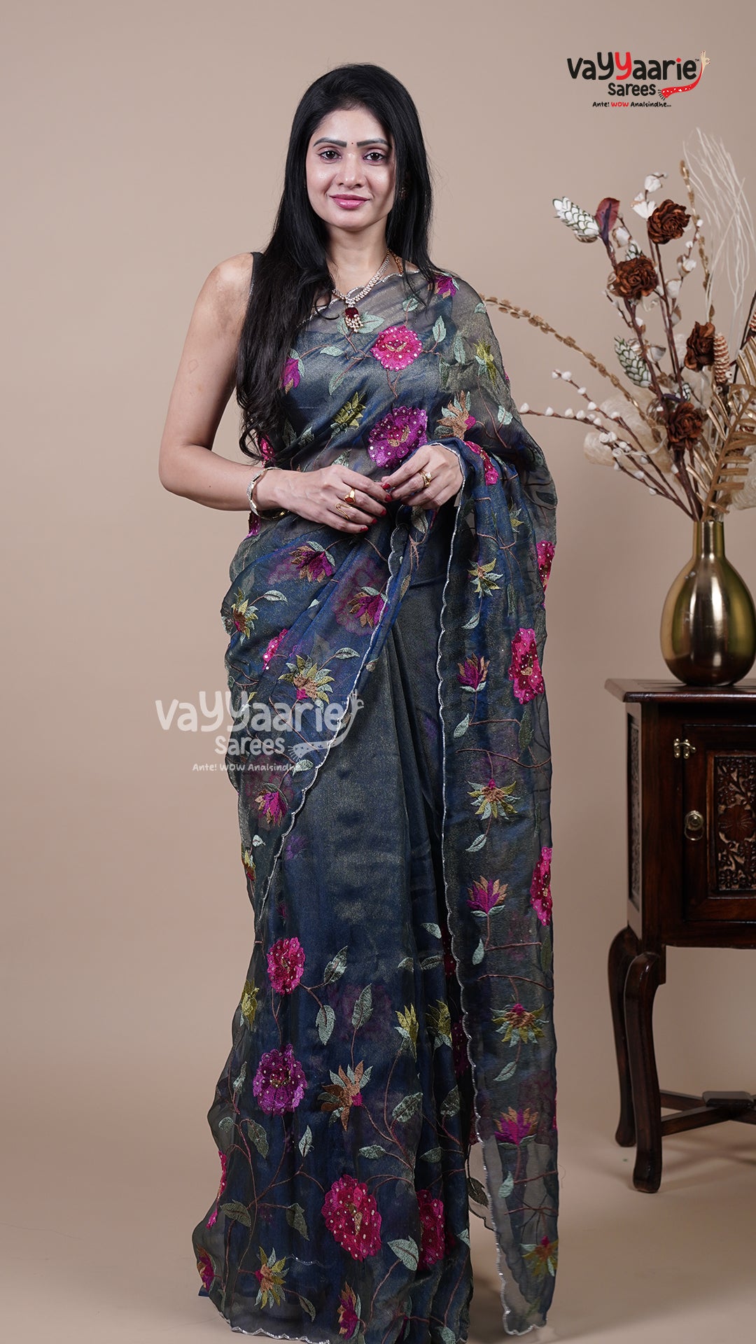 Peacock Blue Tissue Fancy Saree for Celebration Wear