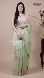 Pista Green Crush Fancy Saree for Day Events