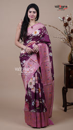 Magenta Tissue Fancy Saree for Seasonal Festivals