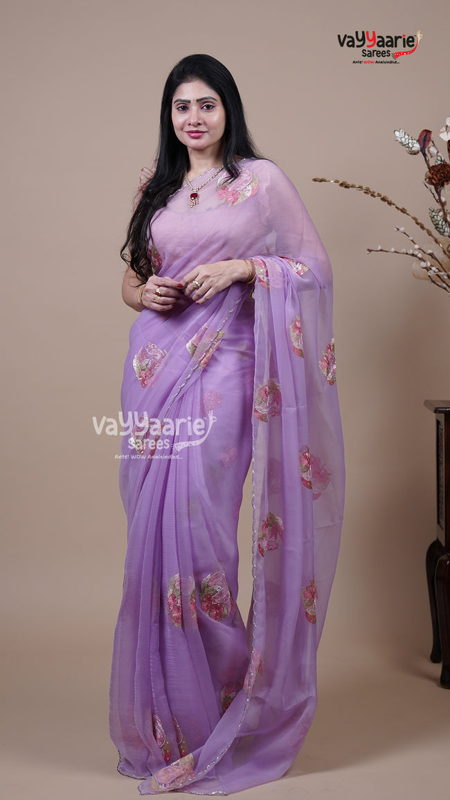 Lavender Crush Fancy Saree for Ethnic Wear Hover Image