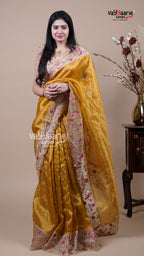 Gold Tissue Fancy Saree for Traditional Wear