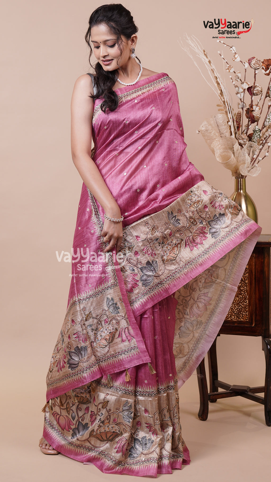 Vibrant Tusser Fancy Saree for Women