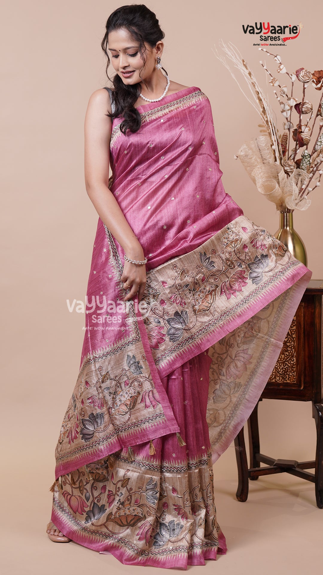 Vibrant Tusser Fancy Saree for Women