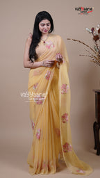 Biscuit Crush Fancy Saree for Evening Wear