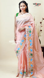 Peach Mangalagiri Fancy Saree for Women