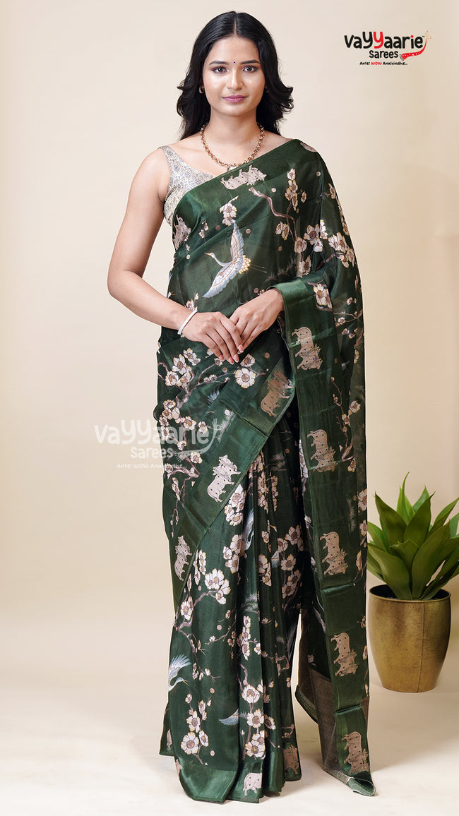 Multicolour Tissu Saree with Unstitched Blouse Hover Image