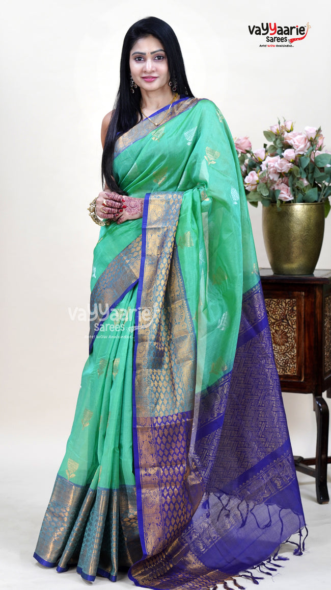 Sea Green Kuppadam Saree for Occasion Styling Hover Image