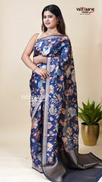Blue Organza Fancy Saree for Festive Wear