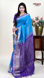 Sky Blue Kuppadam Saree for Elegant Day Wear
