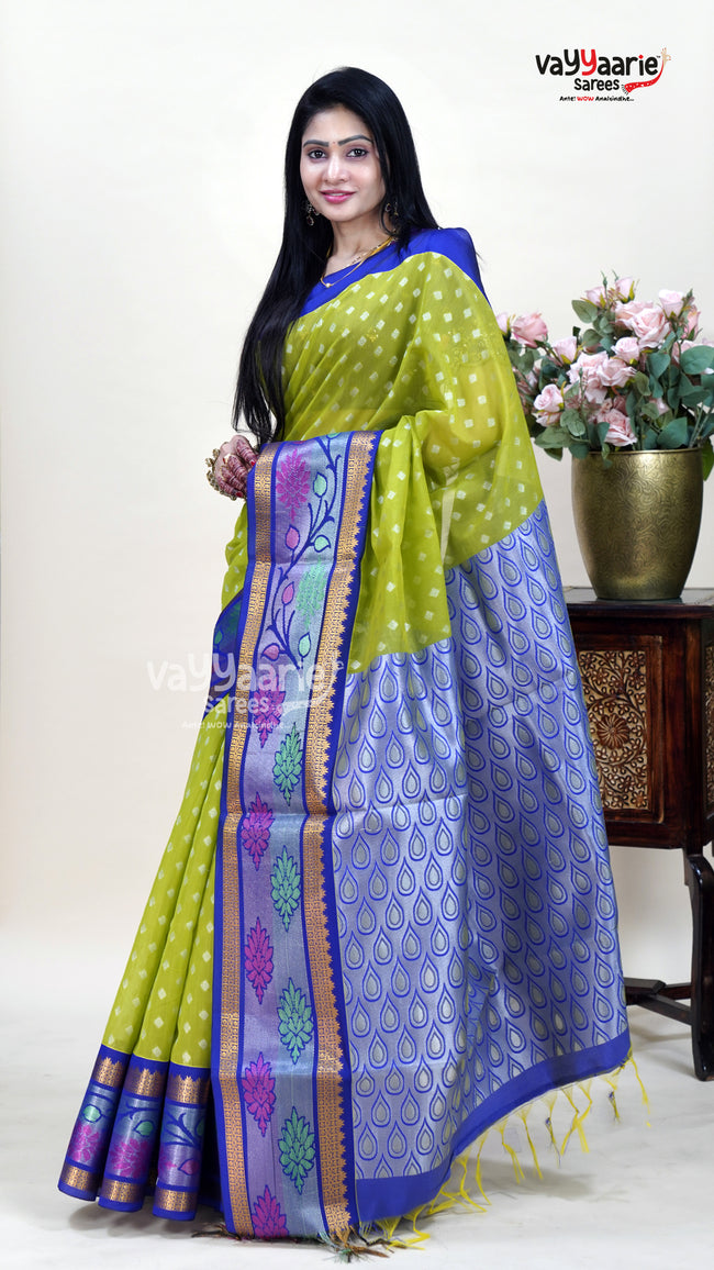 Bright Green Kuppadam Saree for Cultural Looks Hover Image