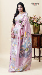 Pink Tusser Saree for Festive Day Functions