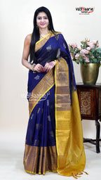 Navy Blue Kuppadam Saree for Occasion Wear