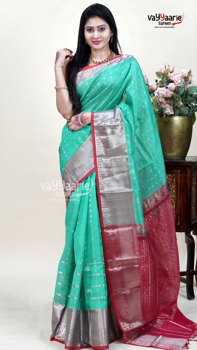 Sea Green Kuppadam Saree for Fresh Festive Looks Main Image