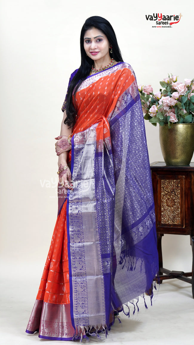 Orange Kuppadam Saree for Bright Festive Wear Main Image