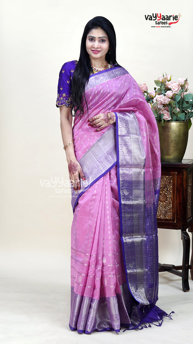 Light Pink Kuppadam Saree for Graceful Wear Hover Image