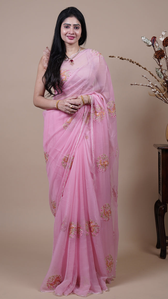 Pink Crush Fancy Saree for Family Functions Hover Image