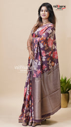 Wine Organza Fancy Saree for All Occasions