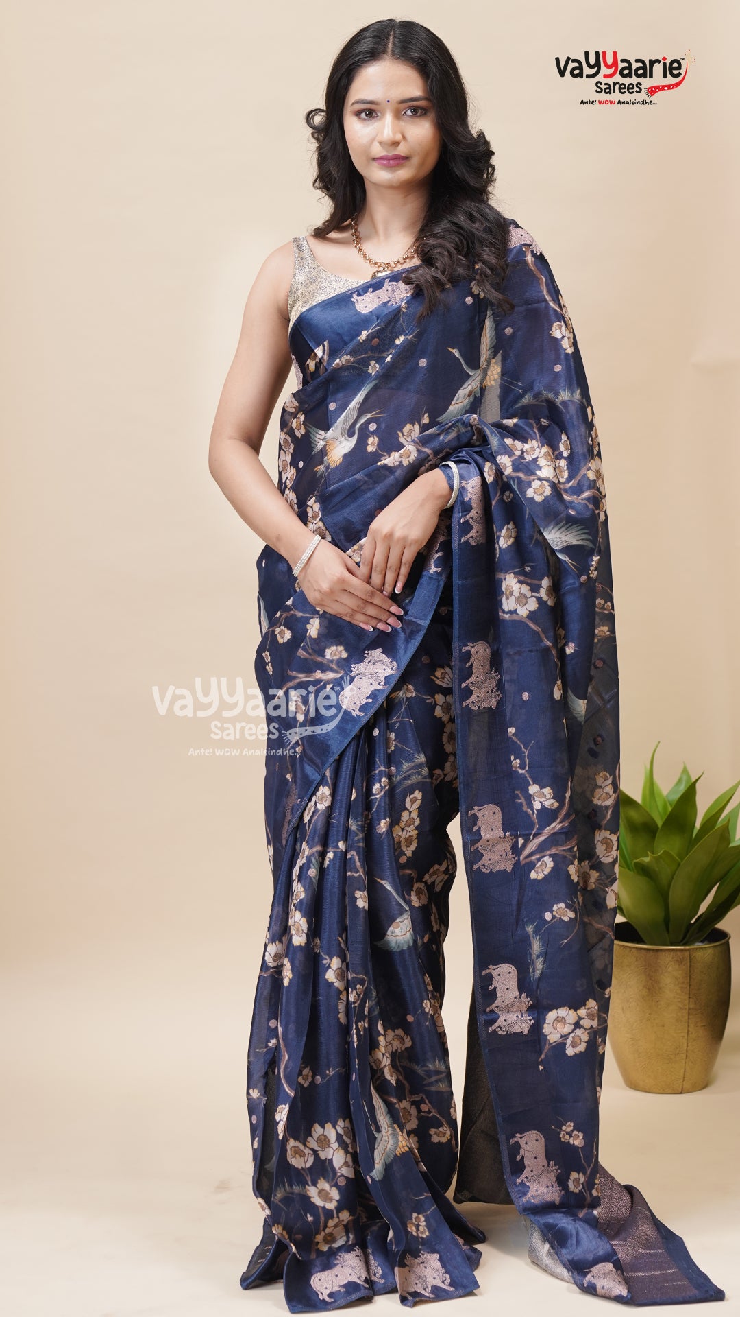 Blue Organza Fancy Saree for Festive Wear