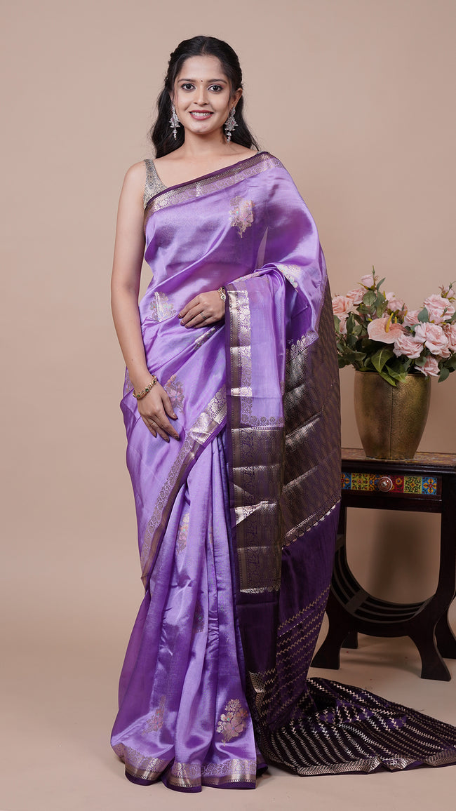 Chiniya Silk Saree in Multicolour for Gifting Hover Image