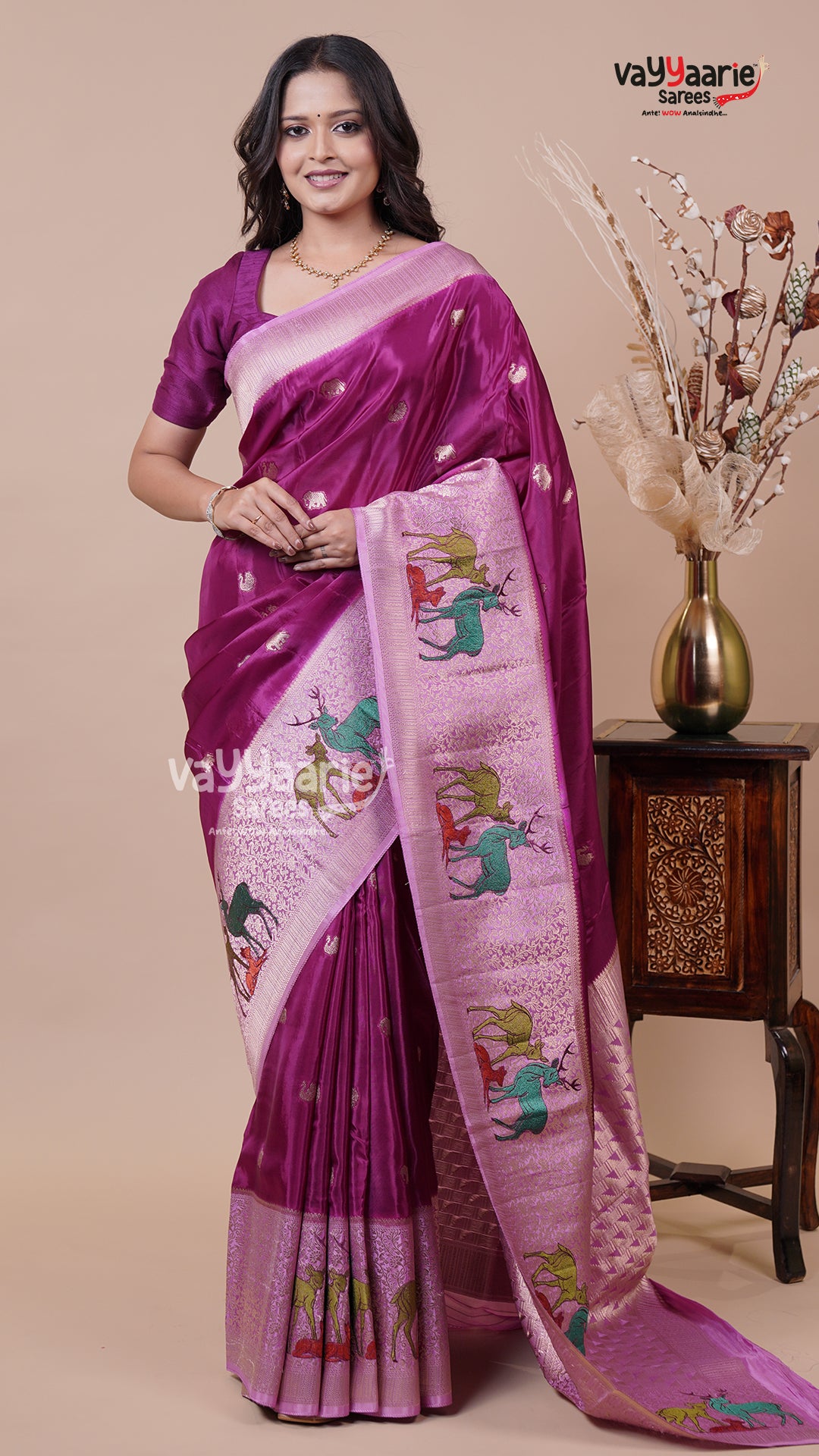 Banaras Mango Silk Saree in Magenta for Party Wear