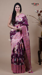 Magenta Tissue Fancy Saree for Seasonal Festivals