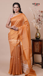 Tissue Saree in Orange for Celebrations
