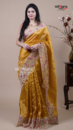 Gold Tissue Fancy Saree for Traditional Wear