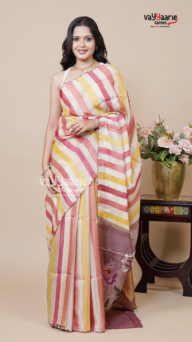 Multi Tone Tissue Saree for Special Days Hover Image