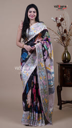 Multi Colour Tusser Fancy Saree for Office Celebrations