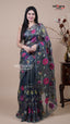 Peacock Blue Tissue Fancy Saree for Celebration Wear