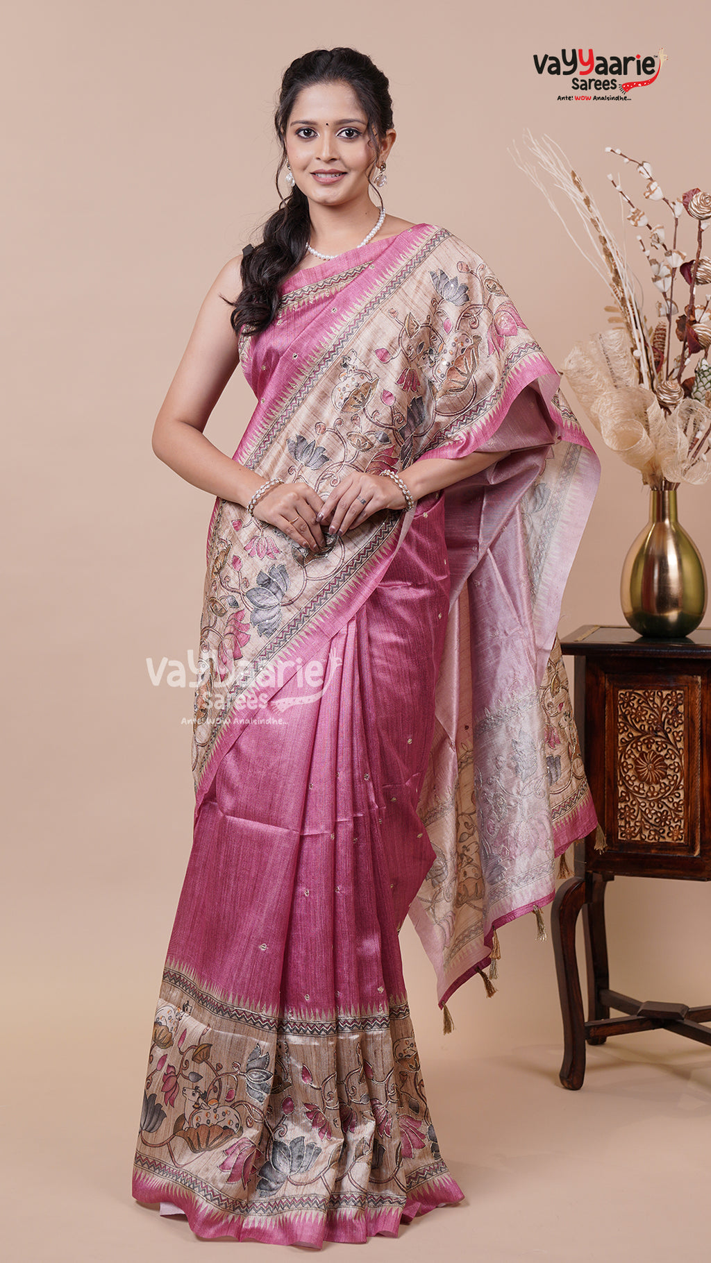 Vibrant Tusser Fancy Saree for Women