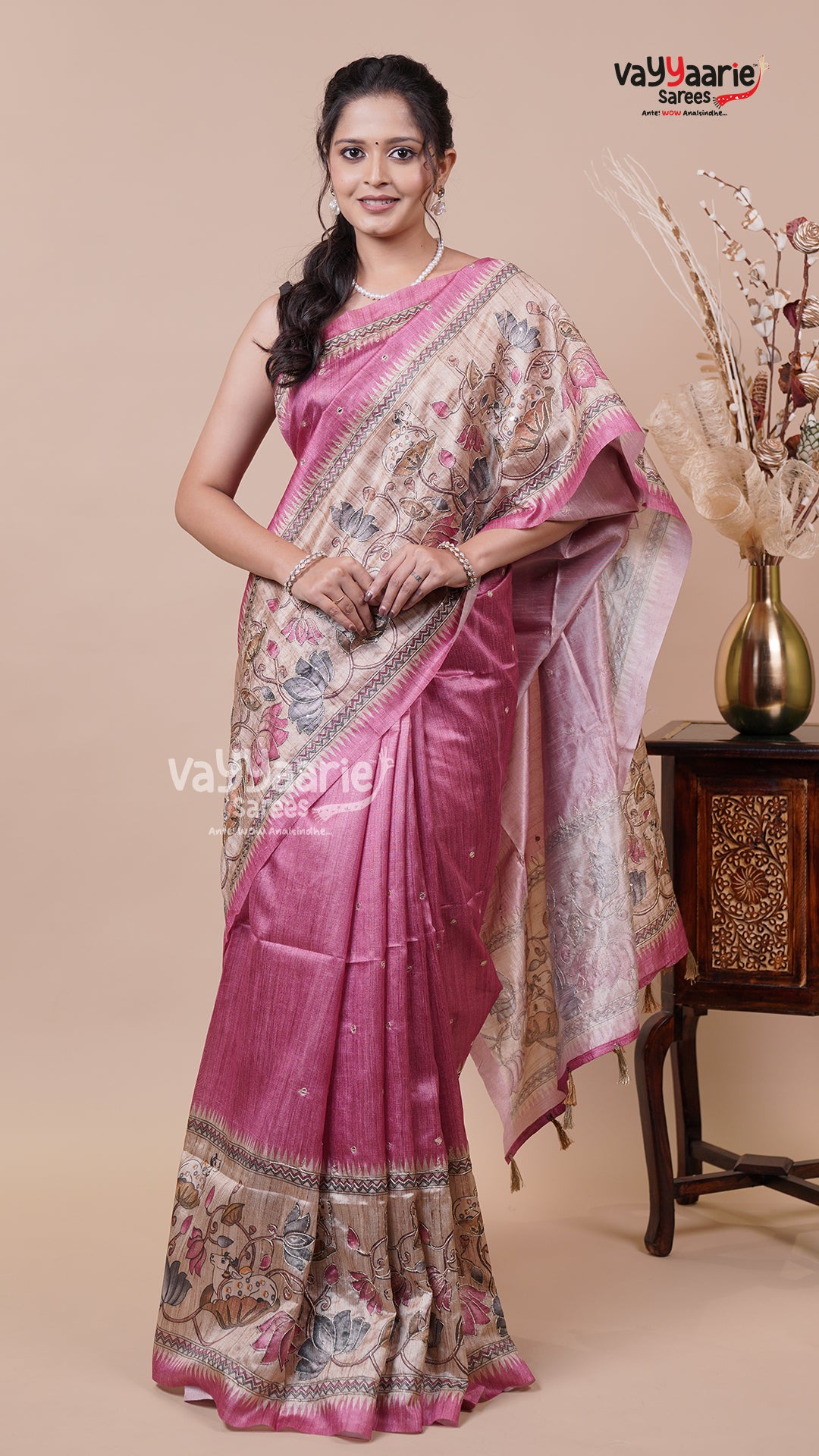 Vibrant Tusser Fancy Saree for Women