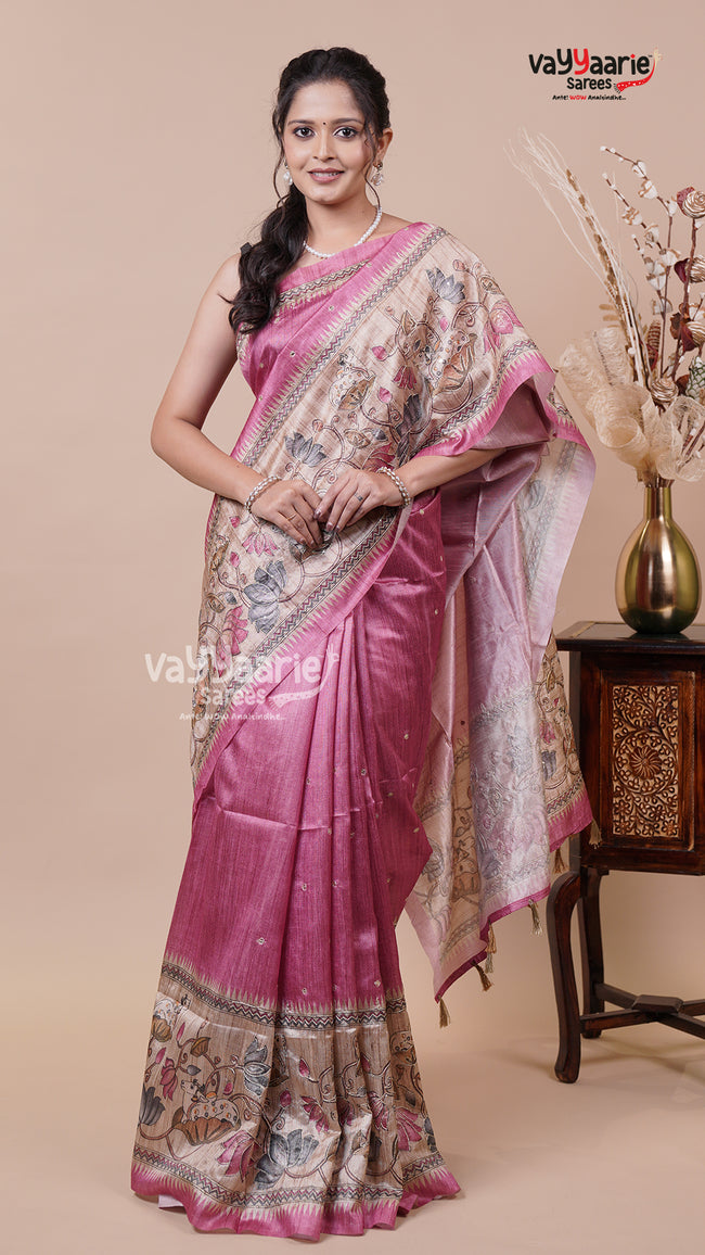Vibrant Tusser Fancy Saree for Women Hover Image
