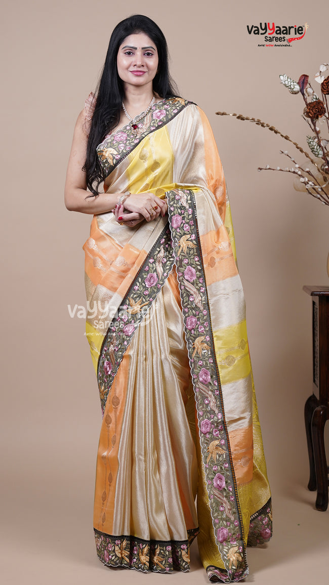 Multi Colour Tissue Fancy Saree for Party Looks Hover Image