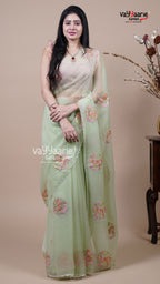 Pista Green Crush Fancy Saree for Day Events