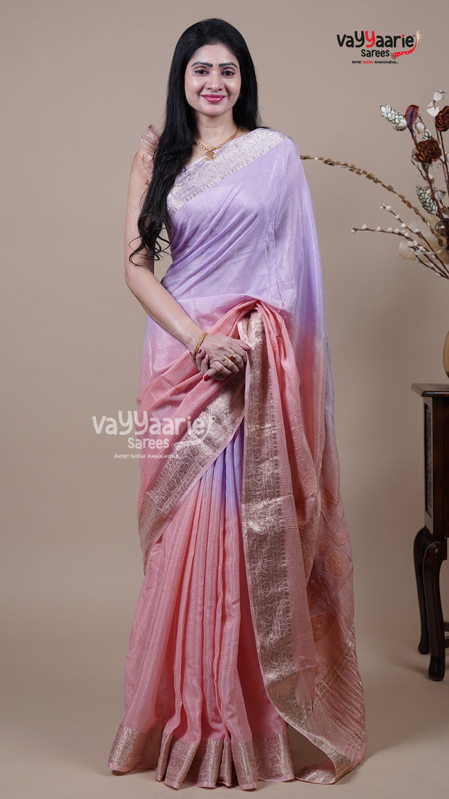 Lavender Georgette Fancy Saree for Occasion Wear Hover Image