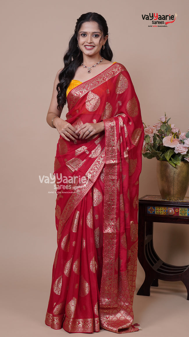 Colourful Banaras Mango Fancy Saree for Festive Wear Hover Image