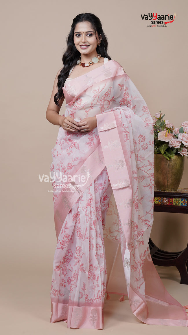 Artful Kora Saree for Family Functions Hover Image