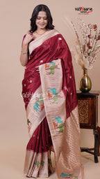 Maroon Banaras Mango Silk Saree for Festive Wear