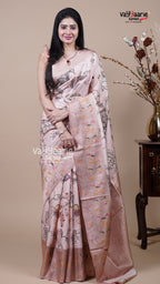 Light Pink Banaras Mango Fancy Saree for Pooja Wear